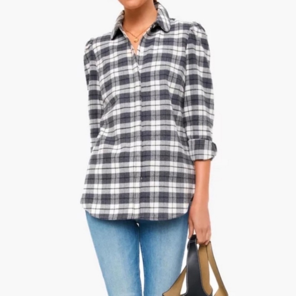 Tuckernuck Saranac Grey Plaid Flannel Long Sleeve Button Down Shirt